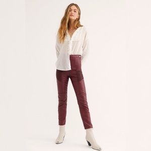 NEW Free People Kaelir Dark Red Skinny Pants